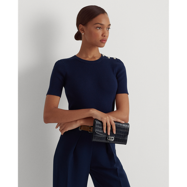 Bolso cruzado Adair de piel tallada Lauren en Azul marino Lauren 9