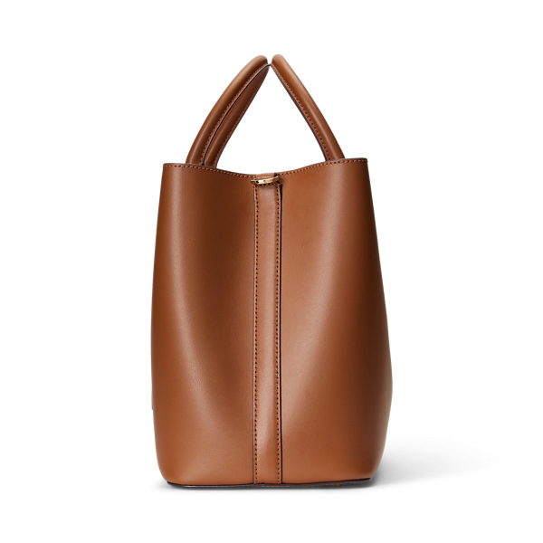 Grande sacoche Marcy en cuir lisse Lauren en Lauren Tan/Monarch Orange 4