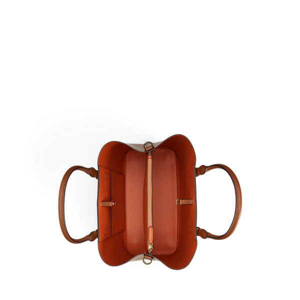 Grande sacoche Marcy en cuir lisse Lauren en Lauren Tan/Monarch Orange 5