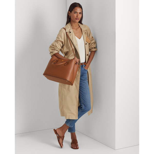 Grande sacoche Marcy en cuir lisse Lauren en Lauren Tan/Monarch Orange 7