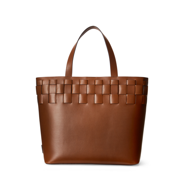 Woven Leather Large Brit Tote Lauren 1