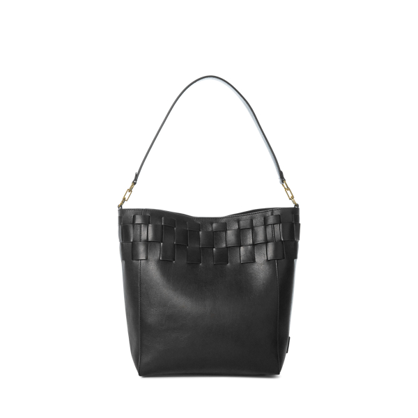 Black Woven Medium Adley Shoulder Bag Lauren 4
