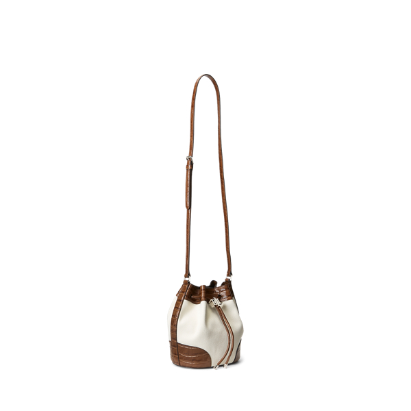 Natural/Deep Saddle Tan Canvas Medium Andie Drawstring Bag Lauren 3