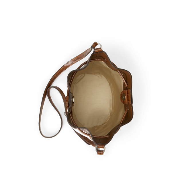Natural/Deep Saddle Tan Canvas Medium Andie Drawstring Bag Lauren 5