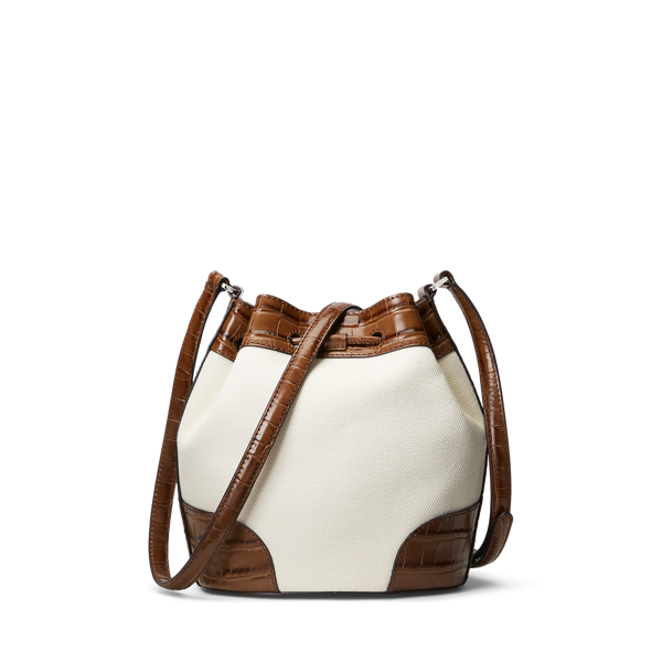 Natural/Deep Saddle Tan Canvas Medium Andie Drawstring Bag Lauren 6