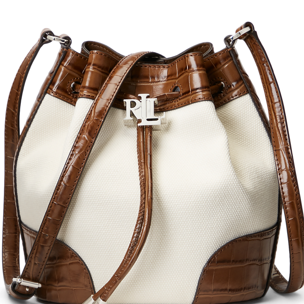 Natural/Deep Saddle Tan Canvas Medium Andie Drawstring Bag Lauren 7