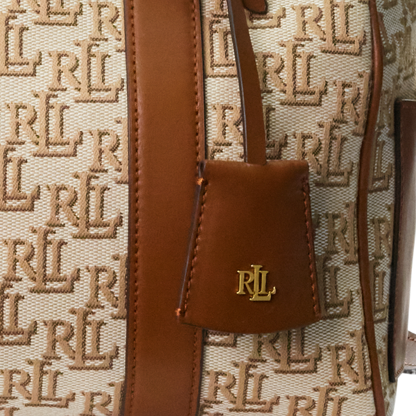 Khaki/Lauren Tan Monogram Jacquard Medium Kaden Satchel Lauren 6