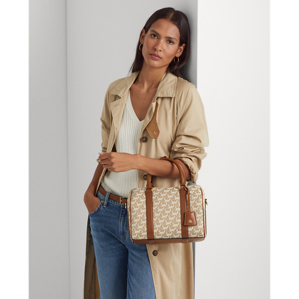 Khaki/Lauren Tan Monogram Jacquard Medium Kaden Satchel Lauren 7