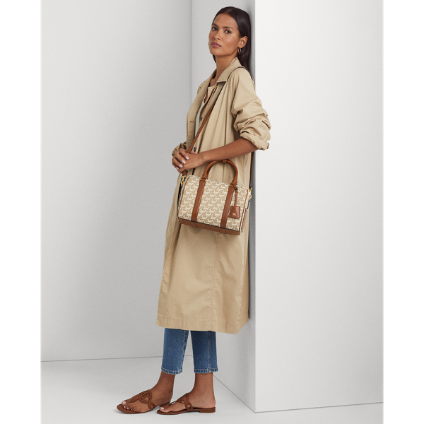 Khaki/Lauren Tan Monogram Jacquard Medium Kaden Satchel Lauren 8