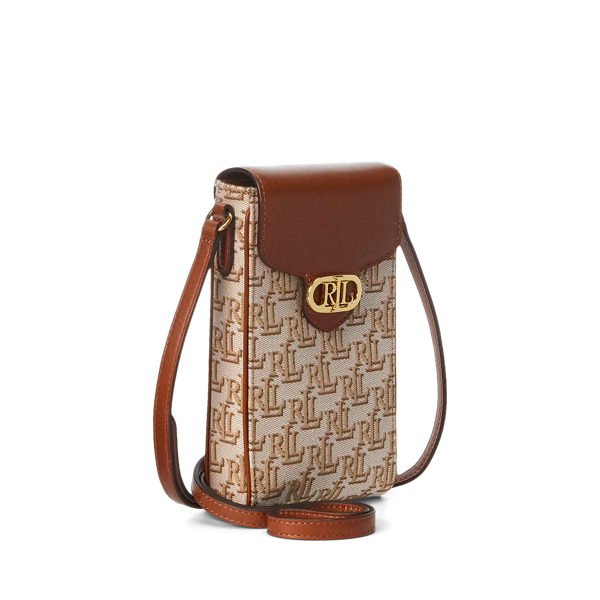 Khaki/Lauren Tan Monogram Jacquard Phone Crossbody Bag Lauren 3