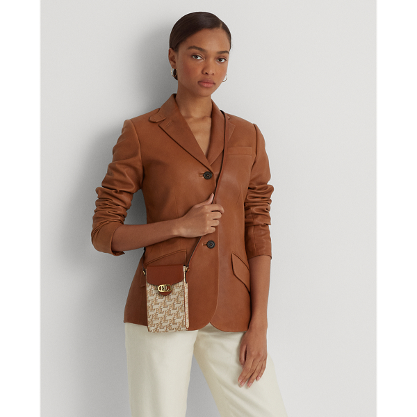Khaki/Lauren Tan Monogram Jacquard Phone Crossbody Bag Lauren 7