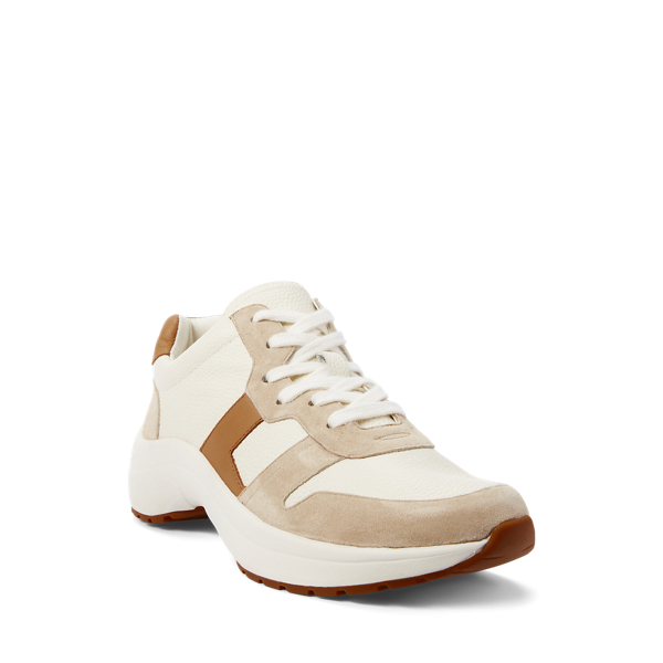 Vanilla/Parchment/Buff Rylee Leather &amp; Suede Trainer Lauren 2