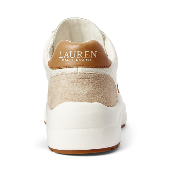 Vanilla/Parchment/Buff Rylee Leather &amp; Suede Trainer Lauren 3