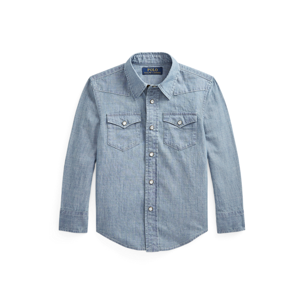 Camisa Western em chambray de algod&atilde;o