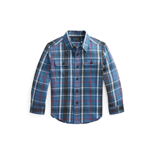Plaid Cotton Flannel Workshirt Boys 1.5-6 Years em 1
