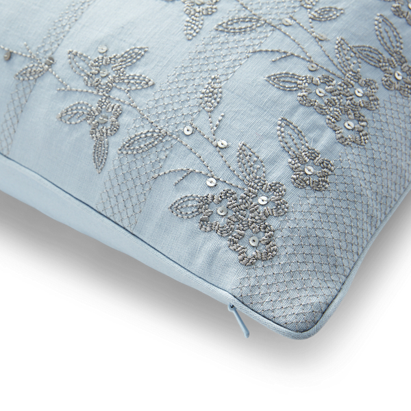 Blue Carolyne Embroidery Throw Pillow Lauren Home 2