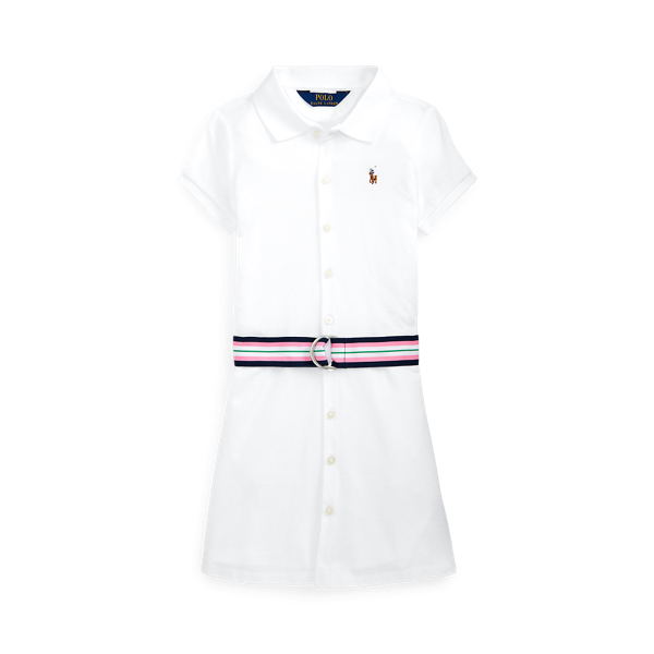 Vestido Polo em malha de algod&atilde;o com cinto GIRLS 1.5-6.5 YEARS em 1