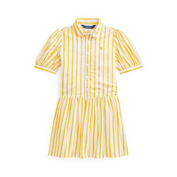 Robe-chemise ray&eacute;e en popeline de coton