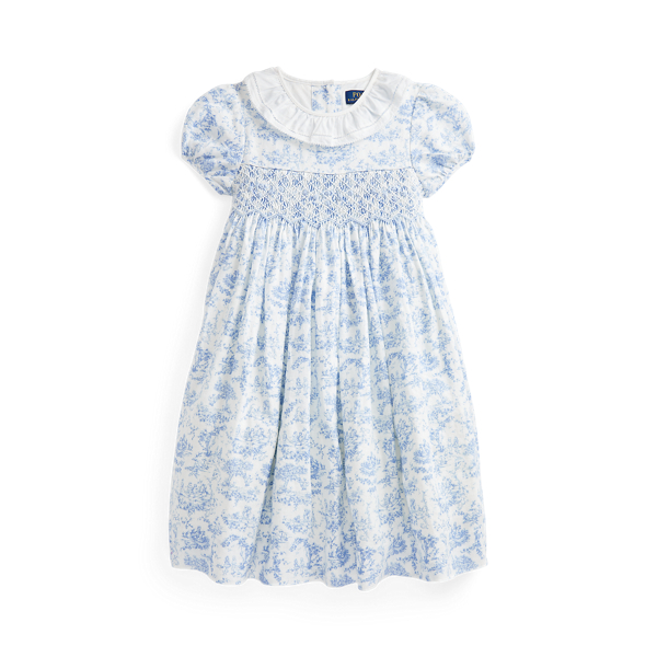 Vestido com de linho cru com franzido smock GIRLS 1.5-6.5 YEARS em 1
