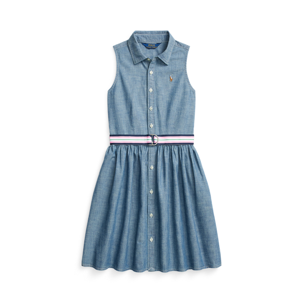 Belted Indigo Chambray Shirtdress