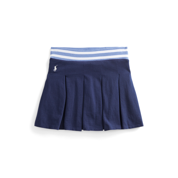 Striped Pleated Cotton Jersey Skort