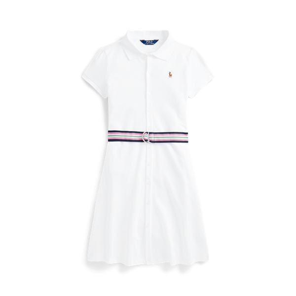 Belted Cotton Mesh Polo Dress Girls 7-16 1