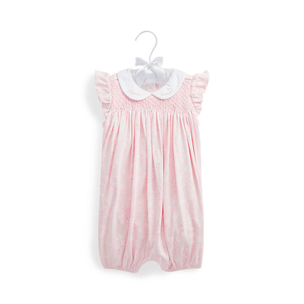 Smocked Cotton Interlock Bubble Shortall