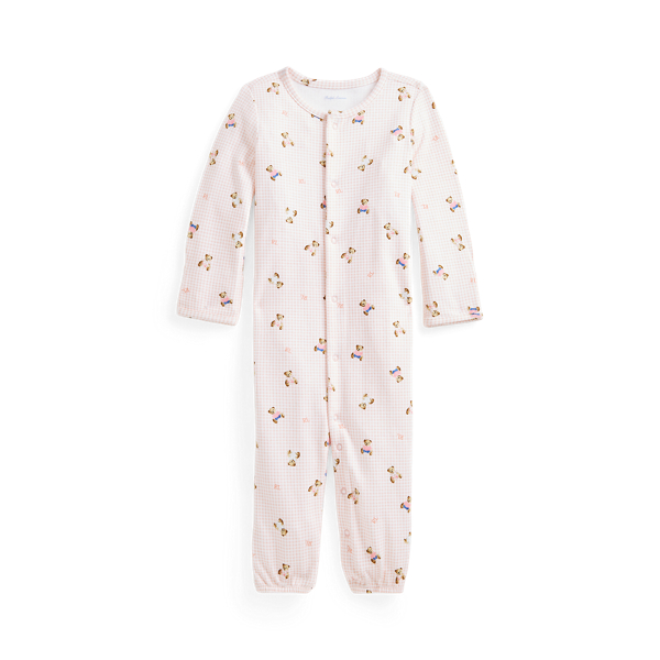 Polo Bear Convertible Gown Coverall Baby Girl 1