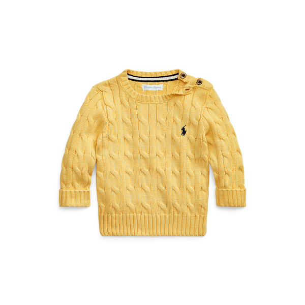 Beach Yellow Cable-Knit Cotton Sweater Baby Boy 1