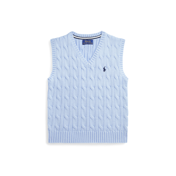 Office Blue Cable-Knit Cotton Sweater Vest Boys 2-7 1