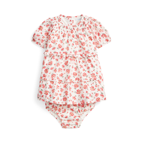 Floral Cotton Dobby Dress &amp; Bloomer Baby Girl 1