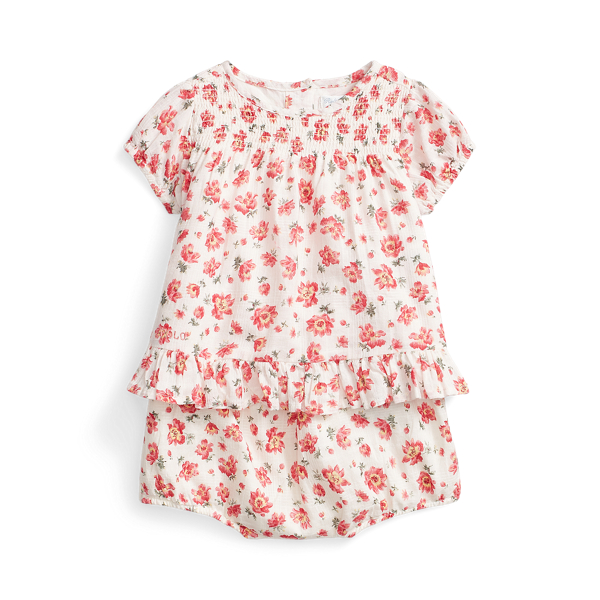 Floral Smocked Top &amp; Bloomer Set Baby Girl 1