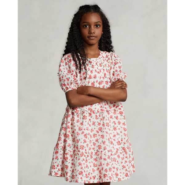 Tossed Poppy Floral Cotton Dobby Dress Girls 7-14 Years 4
