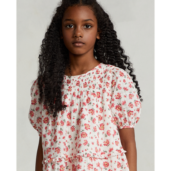 Tossed Poppy Floral Cotton Dobby Dress Girls 7-14 Years 6