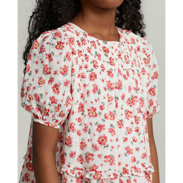 Tossed Poppy Floral Cotton Dobby Dress Girls 7-14 Years 7