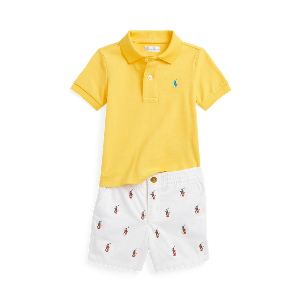 Mesh Polo Shirt &amp; Chino Short Set