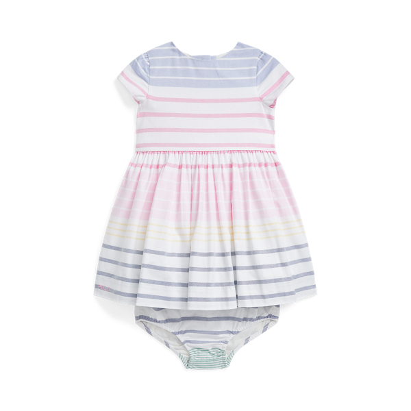 Striped Cotton Oxford Dress &amp; Bloomer Baby Girl 1