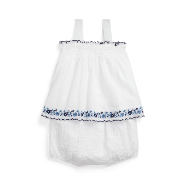 Top in cotone ricamato con culotte Baby Girl in 1