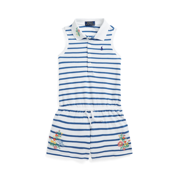 Striped Cotton Mesh Playsuit Girls 1.5-6.5 Years 1