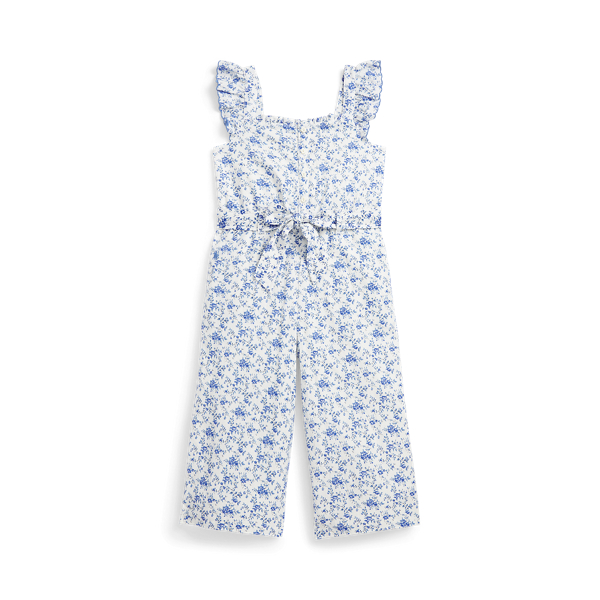 Gebloemde linnen-katoenen jumpsuit Girls 1.5-6.5 Years in 1