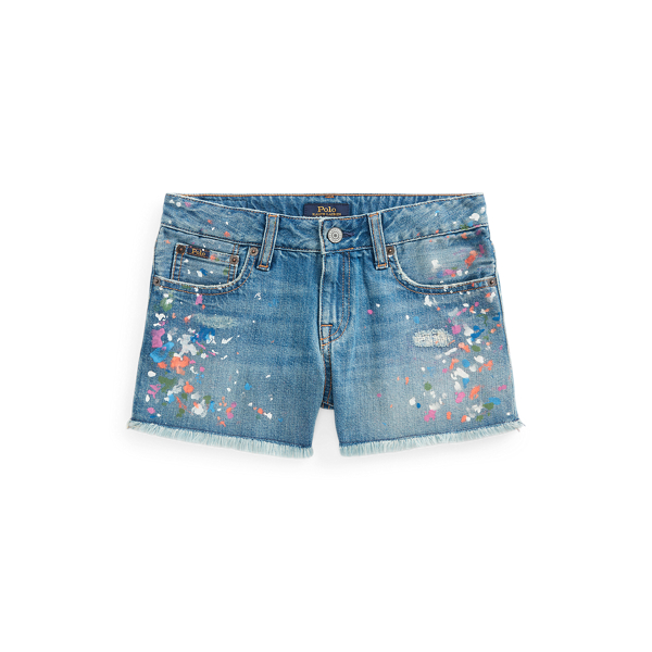 Paint-Splatter Cotton Denim Short