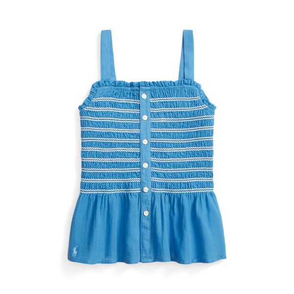 Camicetta a peplo in cotone punto smock