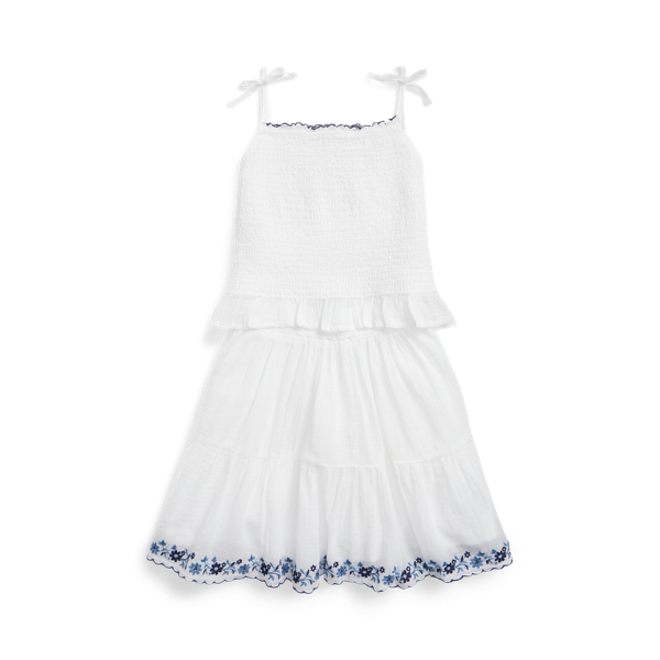 Set top e gonna in cotone punto smock