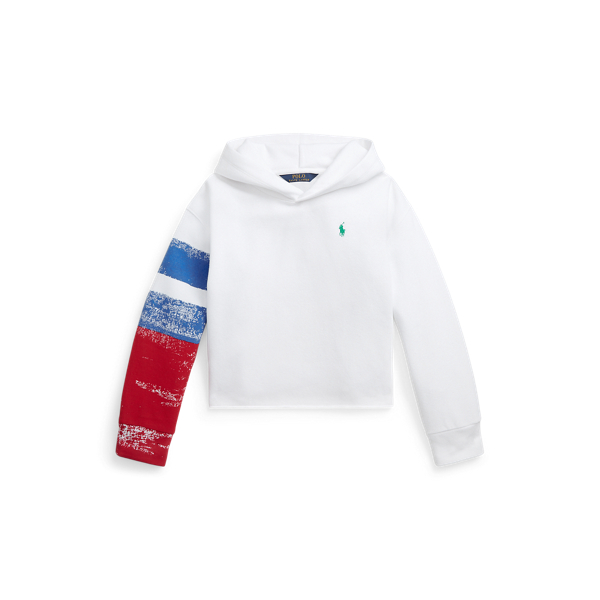 Striped Fleece Cropped Hoodie