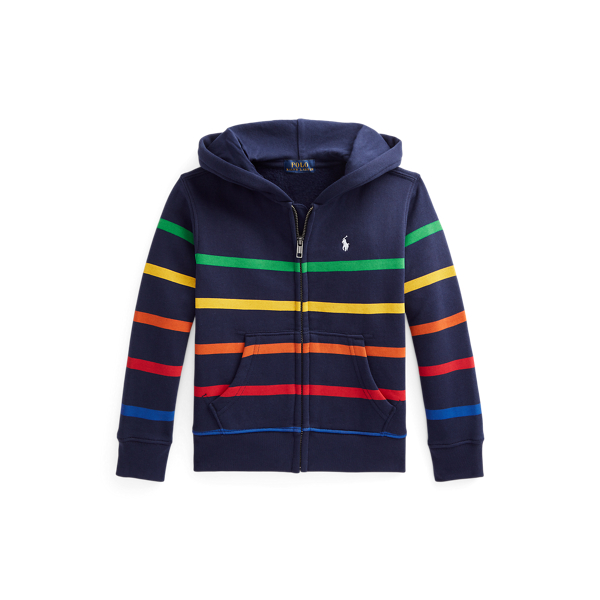 Gestreepte fleece capuchontrui met rits BOYS 1.5-6 YEARS in 1
