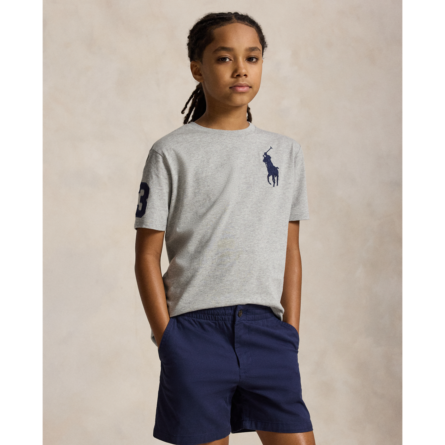 Детская футболка Ralph Lauren Big Pony Cotton Jersey, цвет: Меланжевый — фото 4