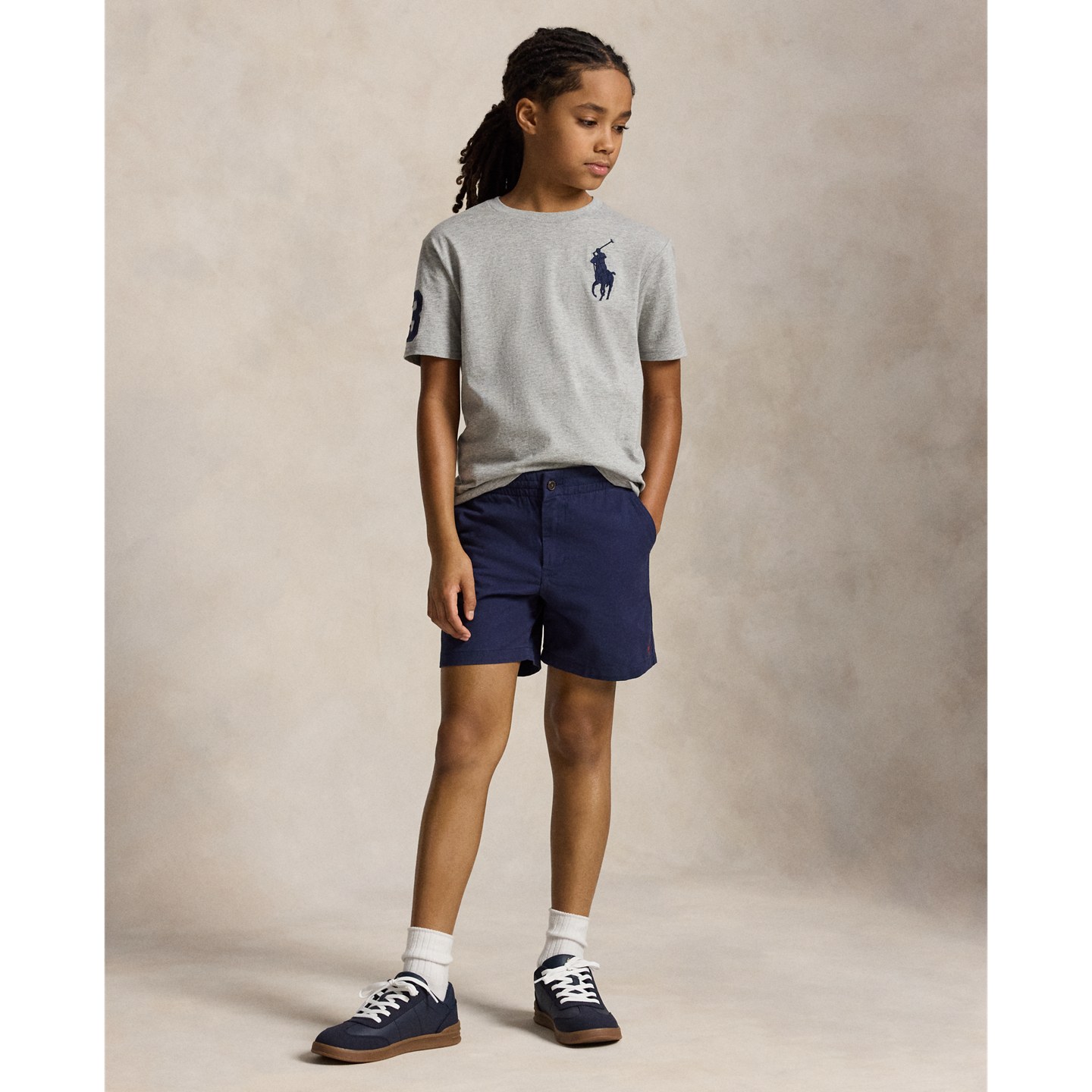 Детская футболка Ralph Lauren Big Pony Cotton Jersey, цвет: Меланжевый — фото 2