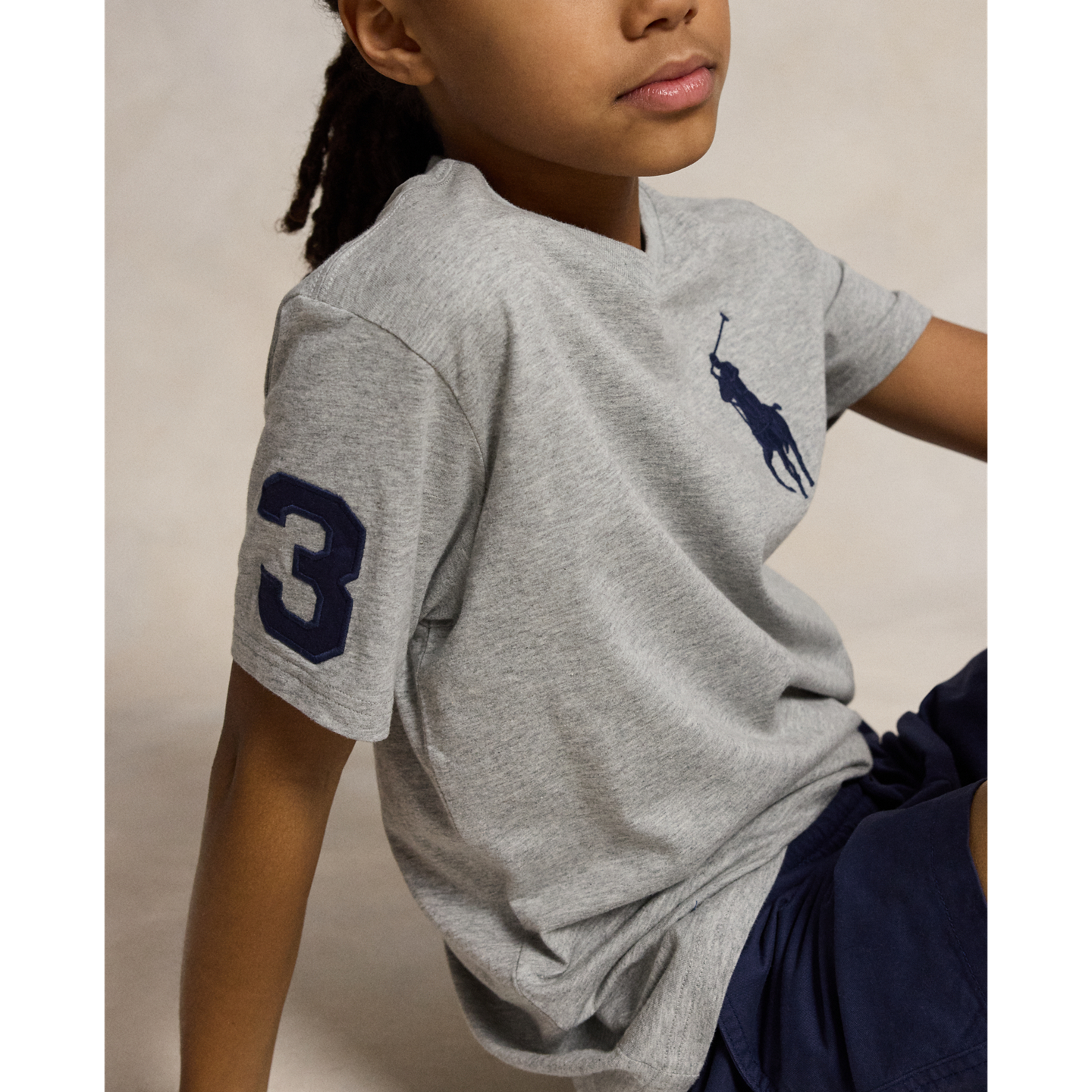 Детская футболка Ralph Lauren Big Pony Cotton Jersey, цвет: Меланжевый — фото 3