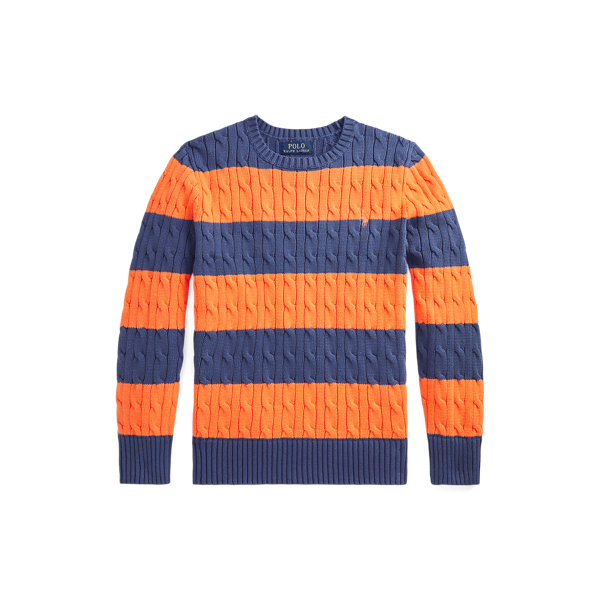 Striped Cable-Knit Cotton Jumper Boys 6-14 Years 1