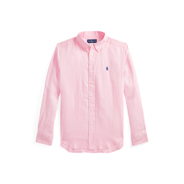 Carmel Pink Linen Shirt Boys 8-20 for back to school 1